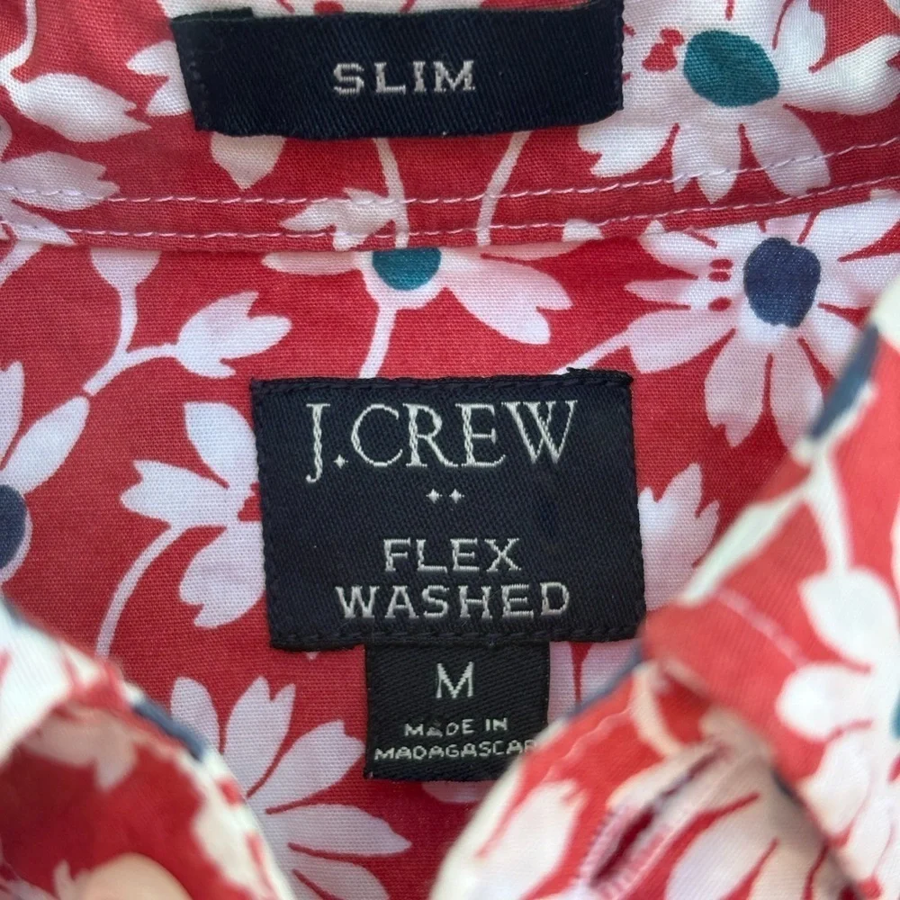 J. Crew Factory Short-Sleeve Slim Flex Washed Casual Floral Printed Shirt